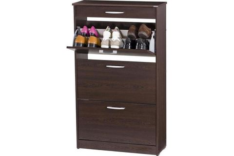 ADORE FLAT 3 KAPAKLI TEK ÇEKMECELİ AYAKKABI DOLABI WENGE