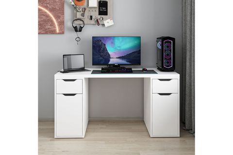 ALEN ÇALIŞMA MASASI, BEYAZ, 2 ÇEKMECELİ, 150 CM