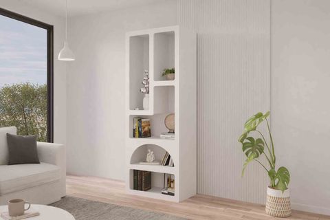 NISHA VİTRİN KİTAPLIK, BEYAZ, 150 CM