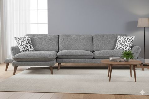 COSY KÖŞE KOLTUK, AHŞAP AYAK, SOL KÖŞE, KÜL GRİ