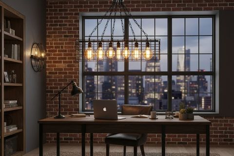 EDİSON ENDÜSTRİYEL SİYAH AVİZE DİKDÖRTGEN