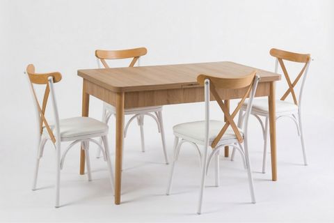 PERA OLİVER MUTFAK MASA TAKIMI, MEŞE BEYAZ