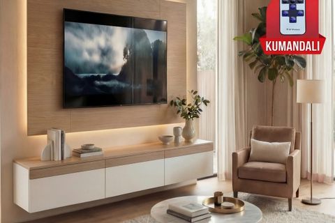 PURELINE LEDLİ DUVAR TV ÜNİTESİ, BEYAZ MEŞE, 180 CM