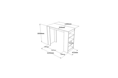 ROBİN HOME THALES BAR MASASI ÇAM BEYAZ, 120X51