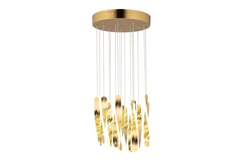 KIVRIM ONLU YUVARLAK LED AVİZE, GOLD