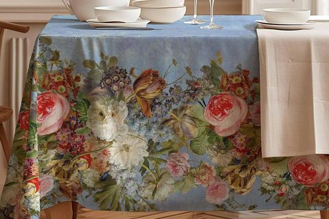 RÖNESANS ÇİÇEKLERİ PAMUK MASA ÖRTÜSÜ, 100X100 CM