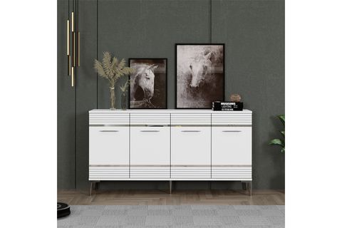 MAYA ÇOK AMAÇLI DOLAP, KONSOL, 150 CM, BEYAZ GÜMÜŞ