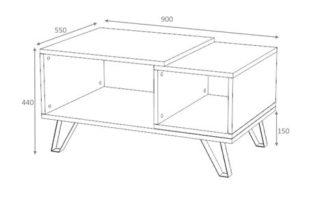 OTTO METAL AYAKLI ORTA SEHPA, 90 CM