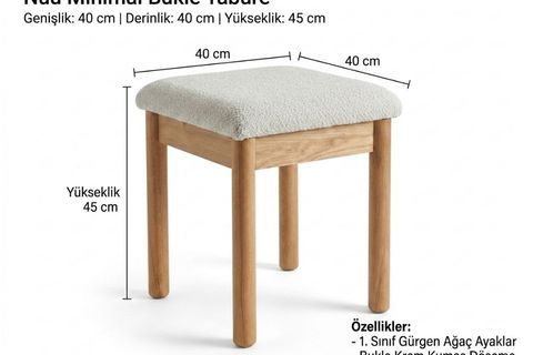 NUU AÇILIR MUTFAK MASA TAKIMI,İKİ TABURE, SIRTSIZ BENCH