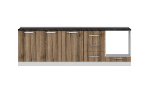 MİNAR 260 CM MUTFAK DOLABI BEYAZ DORE 260-D6-ALT MODÜL