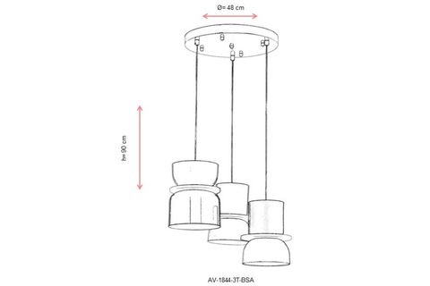 AVONNI AV 60284 3T BSA SARI BOYALI MODERN AVİZE E27 METAL 48 CM