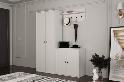 LEONARDO PORTMANTO VESTİYER 234, DOLAPLI, BEYAZ, 130 CM VST1022