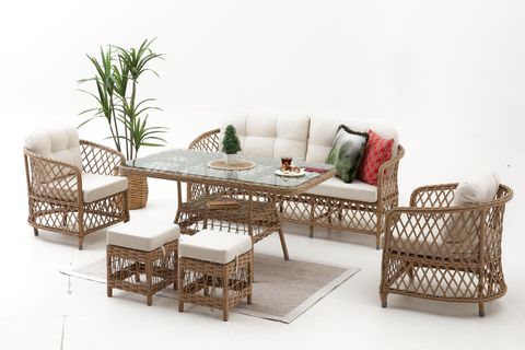 PALMA RATTAN ÜÇLÜ OTURMA GRUBU, CAPPUCCINO