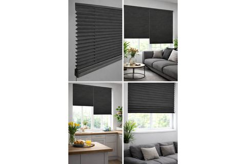 EVMİAA PLİSE KATLANIR CAM BALKON PLİSESİ, ANTRASİT, 40X90