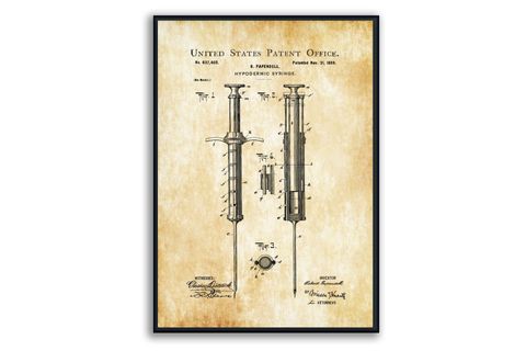 VİNTAGE SAĞLIK GEREÇLERİ PATENT ÇERÇEVELİ PANO SET, 50X70