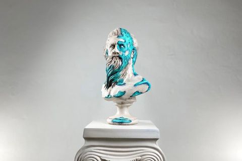 POSEIDON BLUE CORAL POP ART DEKORATİF ROMA YUNAN HEYKELLERİ