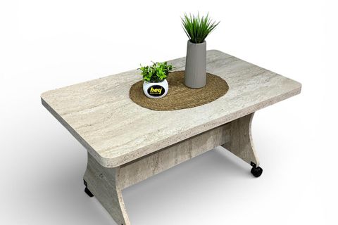 ADA TEKERLEKLİ ORTA SEHPA, TRAVERTEN