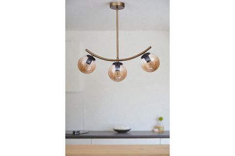 VELVET ÜÇLÜ ESKİTME BAL CAMLI PLAFONYER AVİZE