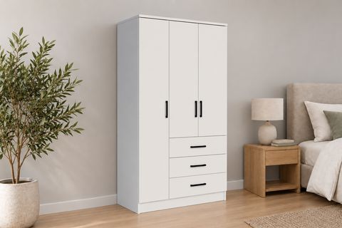 EASY GARDIROP, BEYAZ, 3 KAPILI 3 ÇEKMECELİ