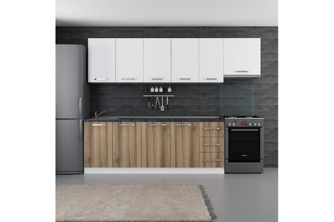 MİNAR EZGİ 280 CM MUTFAK DOLABI BEYAZ DORE 280-D10
