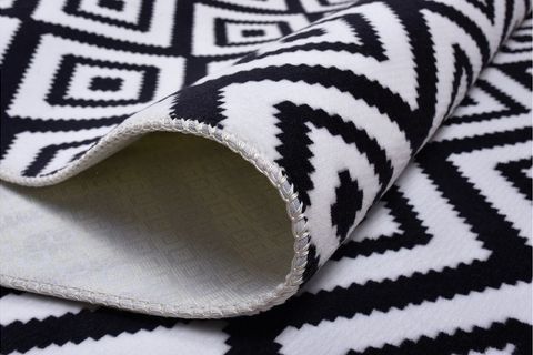 YIKANABİLİR SİYAH BEYAZ KARE HALI 200X400