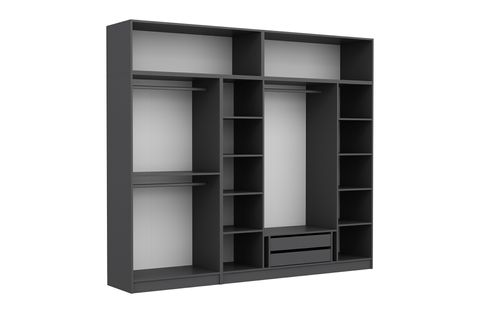 MİNAR KALE YÜKLÜKLÜ GARDIROP, ANTRASİT, 6 KAPAKLI 2 ÇEKMECELİ, 190 CM