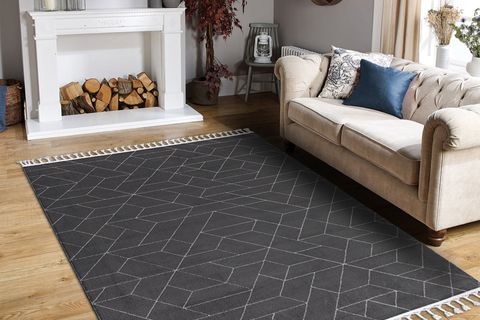 EKO HALI URBAN URB 03 SİYAH GRİ ETNİK HAV TOZ VERMEZ YUMUŞAK KESME YOLLUK HALI 120X400