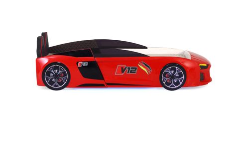 AUDİ FULL LEDLİ KUMANDALI VE MÜZİKLİ ARABALI YATAK, KIRMIZI