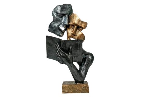 KİTAP OKUYAN MASK BİBLO, GOLD GÜMÜŞ ESKİTME