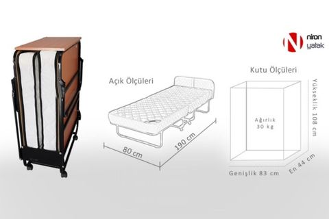 NİRON 80X190 KATLANIR ORTOPEDİK YATAK VE KARYOLA