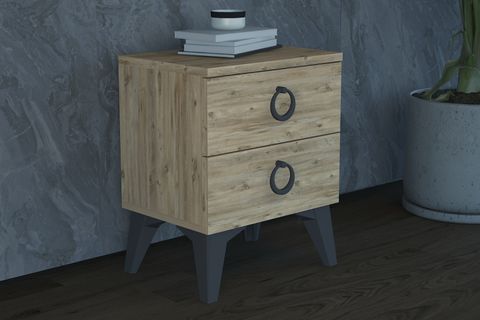 GARDENYA KOMODİN, 2 ÇEKMECELİ, CEVİZ