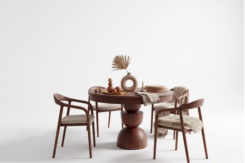 GLORİA CEVİZ  RENGİ AÇILIR YEMEK MASASI TAKIMI, 100X100