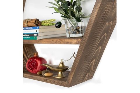 DOĞAL AHŞAP PETEK ALTIGEN DUVAR RAFI