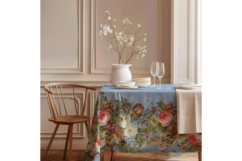 RÖNESANS ÇİÇEKLERİ PAMUK MASA ÖRTÜSÜ, 150X200 CM