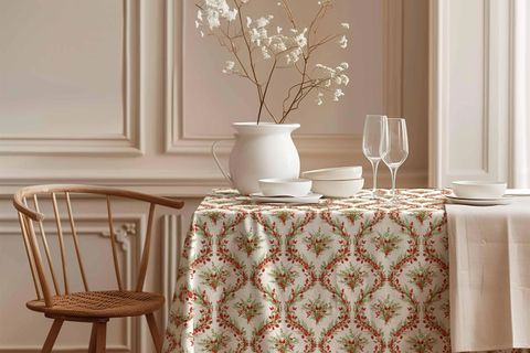 YILBAŞI ÇELENKLERİ PAMUK MASA ÖRTÜSÜ, 100X100 CM