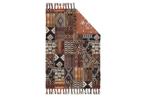 KARNAVAL HOME BABİL SERİ 031 KAHVE PATCHWORK DESEN OTANTİK KARA TEZGAH ÇİFT TARAFLI KİLİM 100X200