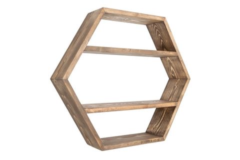 DOĞAL AHŞAP PETEK ALTIGEN DUVAR RAFI