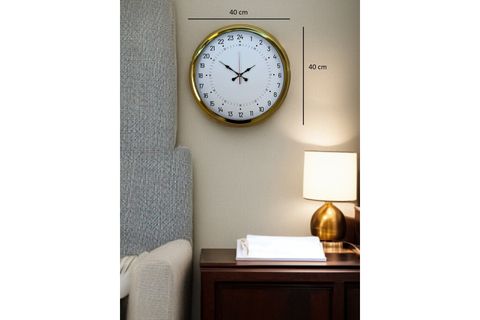 GOLD METAL 24 SAAT GÖSTERGELİ ÖZEL TASARIM DUVAR SAATİ 40 CM