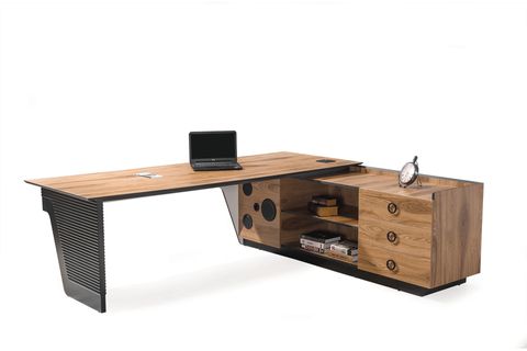 UD ALFA SES SİSTEMLİ KABLOSUZ ŞARJLI OFİS ÇALIŞMA MASASI, CEVİZ