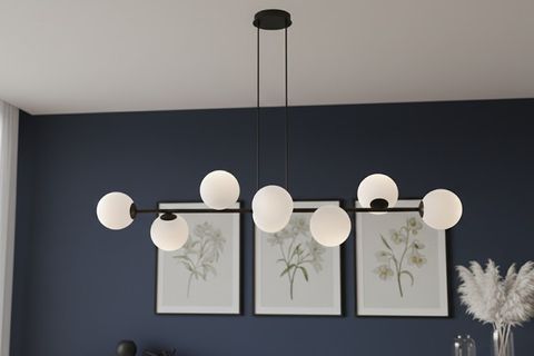 BAŞAK SEKİZLİ AVİZE, BEYAZ CAMLI