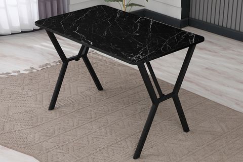 NOVA MUTFAK MASA TAKIMI, 4 SANDALYE, SİYAH, 110X70 CM, BORDO