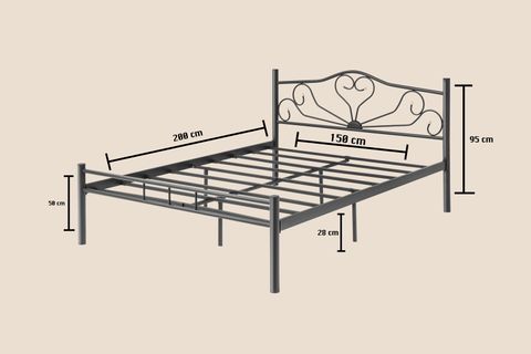 EVGER METAL KARYOLA, K50, SİYAH, 150X200