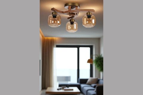 WESTON ÜÇLÜ NATUREL BAL CAMLI PLOFONYER AVİZE