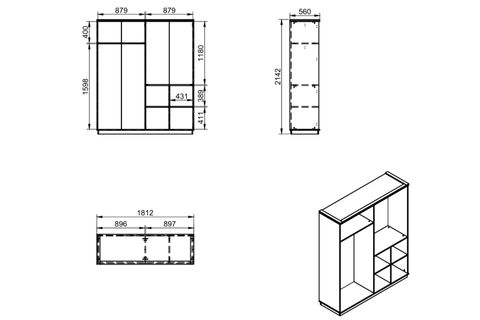 LUNA AYNALI GARDIROP, 4 KAPAKLI