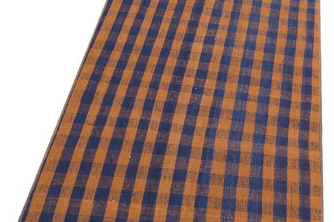 GERÇEK EL DOKUMA TURUNCU LACUVERT KARİŞİMI VINTAGE KİLİM 80X150 CM