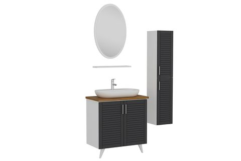 VERA BANYO DOLABI AY2K150, BEYAZ ANTRASİT, 100CM