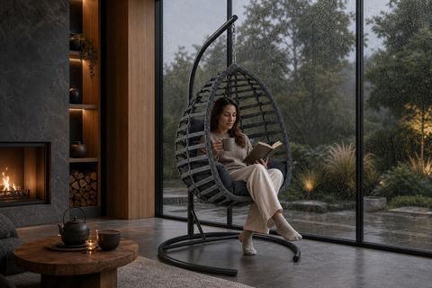 FINDIK TEKLİ RATTAN BAHÇE VE BALKON SALINCAĞI, ANTRASİT