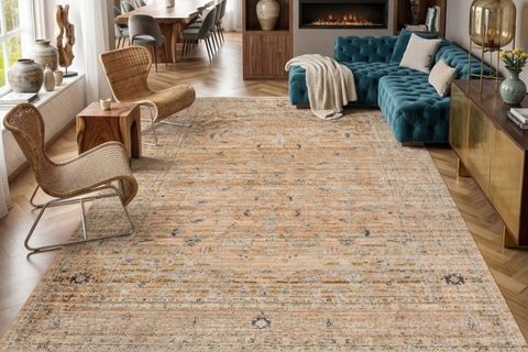 PERA HALI KARAMEL TURUNCU ESKİTME DESENLİ MODERN HALI FMRT05 60X90 CM