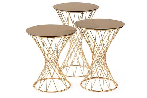CESTİNO ZİGON SEHPA, GOLD İSKELET, BRONZ CAM