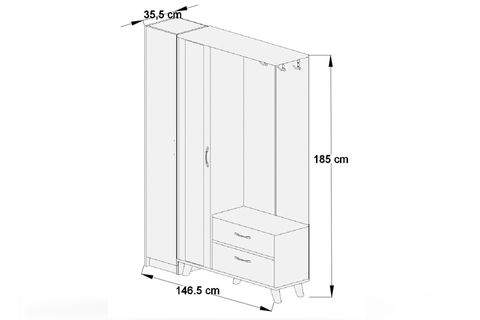 ABRE VM-34342 BEYAZ VESTİYER PORTMANTO AYAKKABILIK